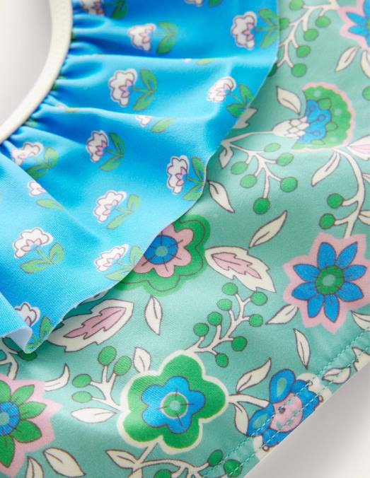 Boden vêtements vigne florale de mer aqua bébé bikini à froufrous LB2X3398