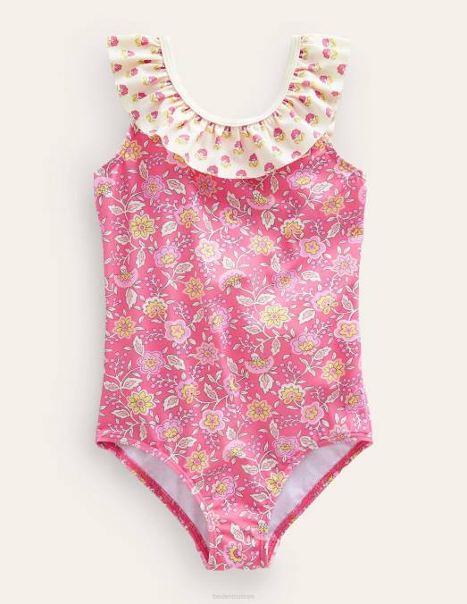 Boden vêtements vigne florale punch aux pêches bébé maillot de bain à froufrous LB2X3458