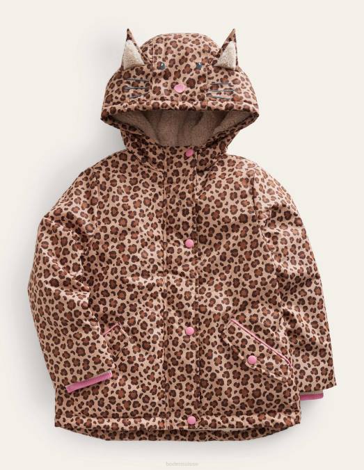 Boden vêtements imprimé léopard aux noix bébé anorak doublé de sherpa LB2X552
