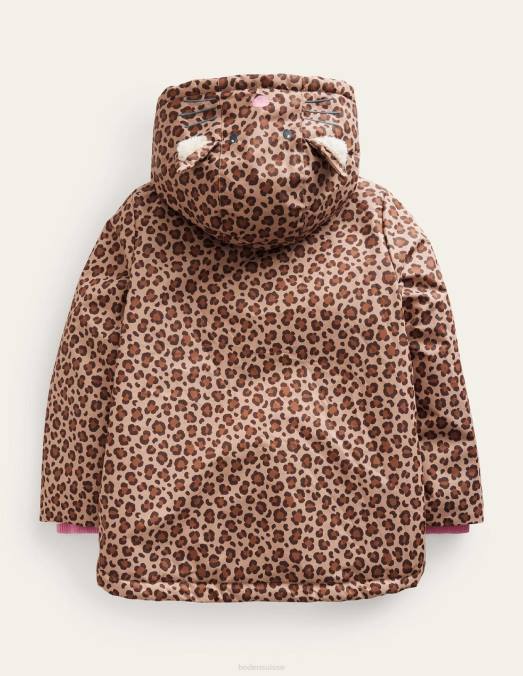 Boden vêtements imprimé léopard aux noix bébé anorak doublé de sherpa LB2X552