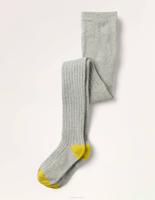 Boden vêtements gris chiné filles collants côtelés LB2X3153