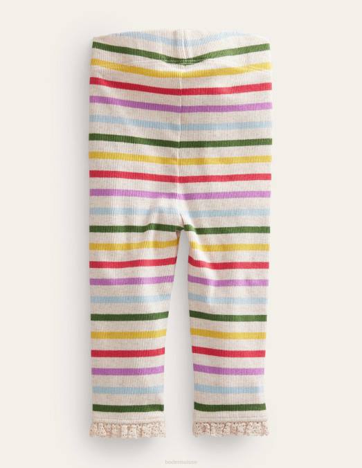 Boden vêtements bande arc-en-ciel bébé legging en dentelle côtelée LB2X3435