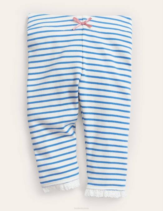 Boden vêtements ivoire/bleu penzance bébé legging en dentelle côtelée LB2X3467