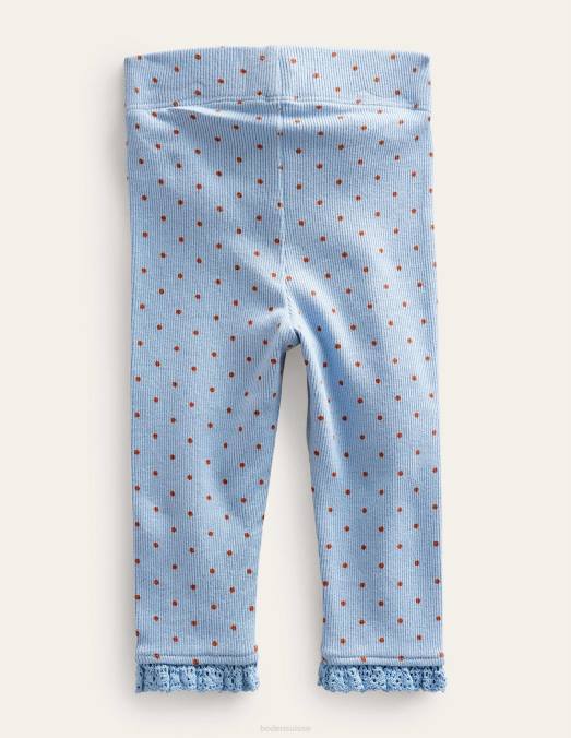 Boden vêtements tache bleu-brun pâle bébé legging en dentelle côtelée LB2X3368