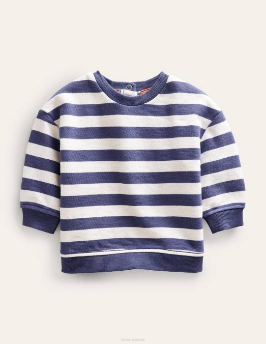 Boden vêtements flocons d'avoine/marine bébé sweat-shirt rayé LB2X3466
