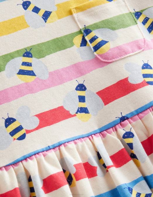 Boden vêtements abeille multi-rayures bébé robe en jersey amusante à manches courtes LB2X3480