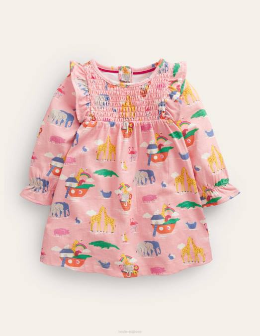 Boden vêtements animaux poussiéreux roses de provence bébé robe en jersey imprimé LB2X3439