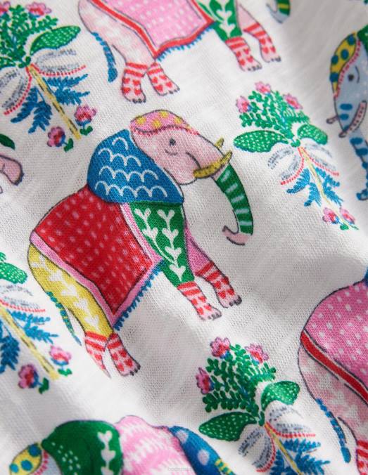 Boden vêtements bloc de bois d'éléphant de gousse de vanille bébé robe de vacances imprimée LB2X366