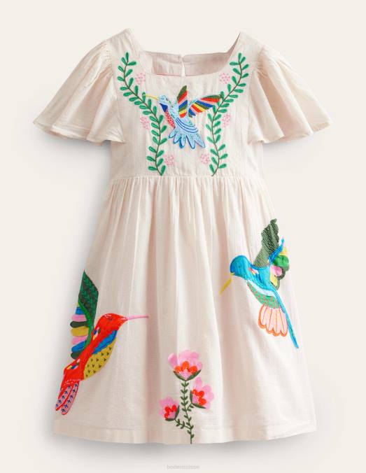 Boden vêtements gousse de vanille bébé robe à appliques à manches flottantes LB2X344