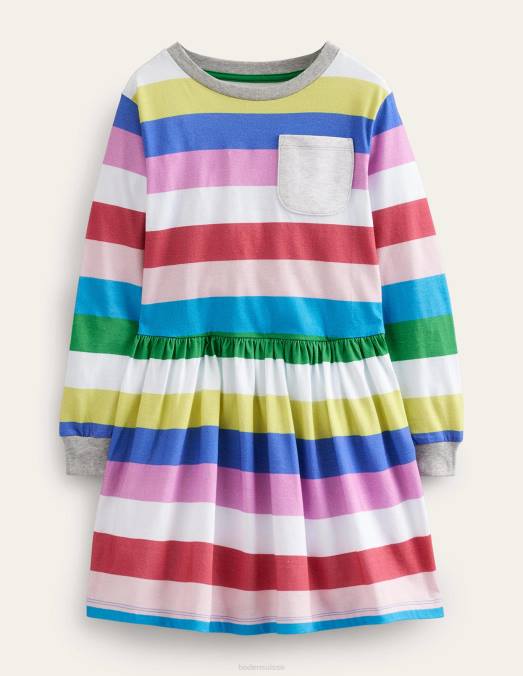 Boden vêtements multi-rayures bébé robe en jersey à rayures flammées LB2X363
