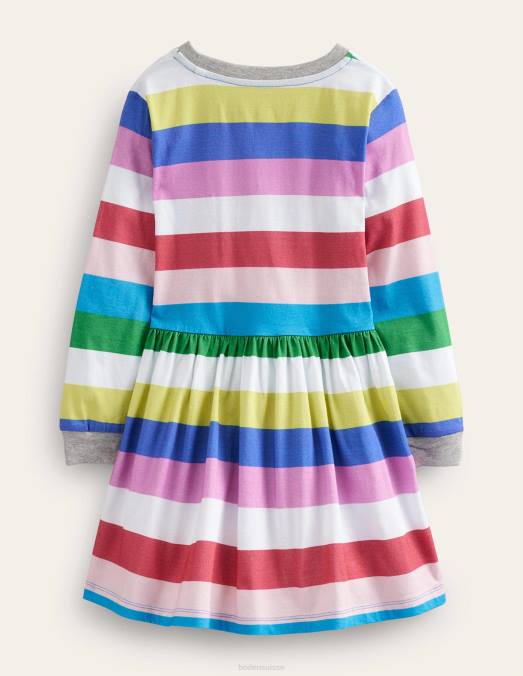 Boden vêtements multi-rayures bébé robe en jersey à rayures flammées LB2X363