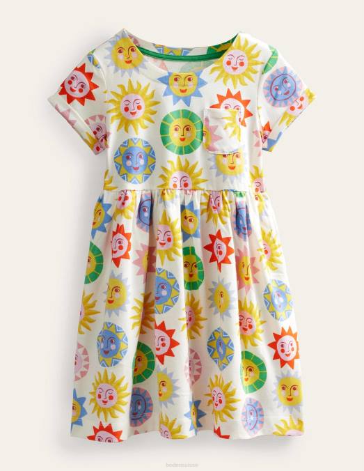 Boden vêtements multi soleil bébé robe en jersey amusante à manches courtes LB2X375