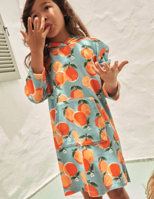 Boden vêtements oranges bleu aqua bébé robe de plage à motif en tissu éponge LB2X3464