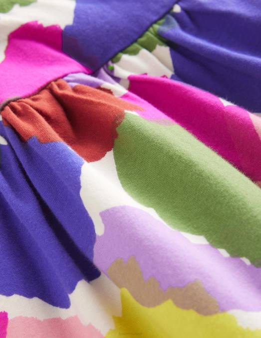 Boden vêtements patch de peinture multiple bébé robe en jersey amusante à manches courtes LB2X350