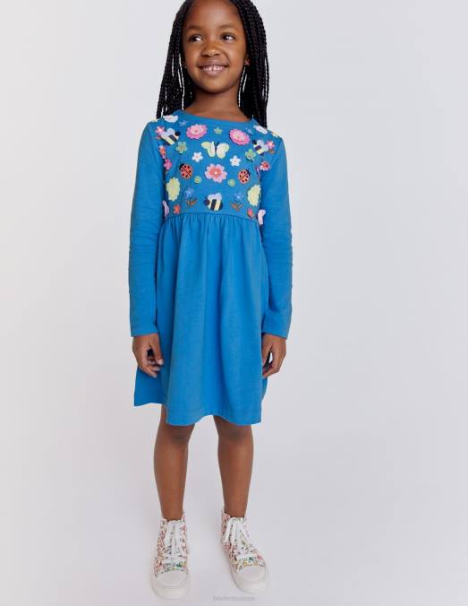 Boden vêtements penzance bleu floral bébé robe en jersey flottant LB2X3384