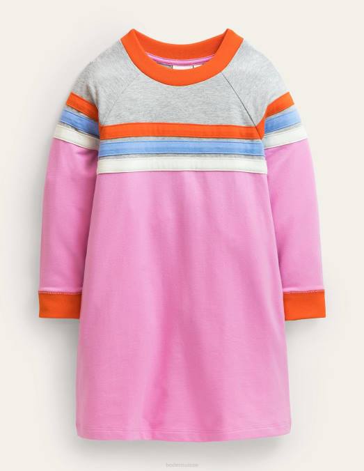 Boden vêtements rayure en mousseline lilas bébé robe raglan sportive LB2X3490