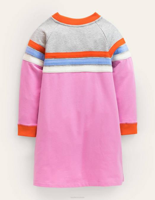 Boden vêtements rayure en mousseline lilas bébé robe raglan sportive LB2X3490