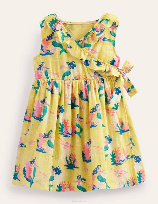 Boden vêtements sirène jaune bébé robe portefeuille LB2X373