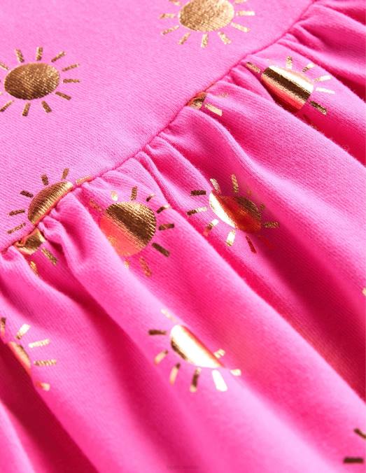 Boden vêtements soleils chatouillés rose/or bébé robe en jersey amusante à manches courtes LB2X376