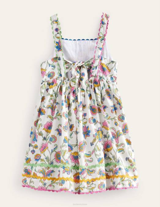 Boden vêtements vigne d'été en fleur de prunier bébé robe en coton à nœud au dos LB2X358