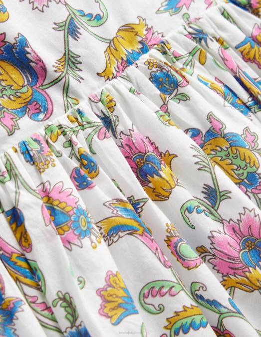 Boden vêtements vigne d'été en fleur de prunier bébé robe en coton à nœud au dos LB2X358