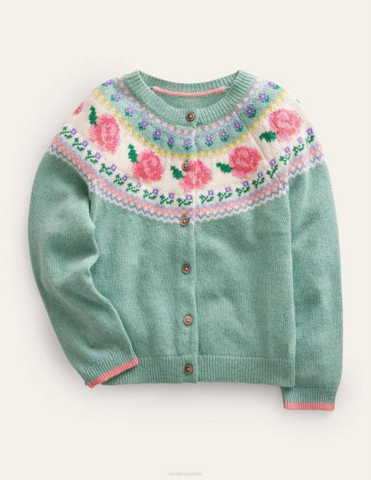 Boden vêtements fleurs de fumée verte bébé cardigan à motif îlot pour fête foraine LB2X542