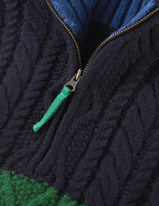 Boden vêtements multicolore bébé pull en maille torsadée à demi-zip color block LB2X3484