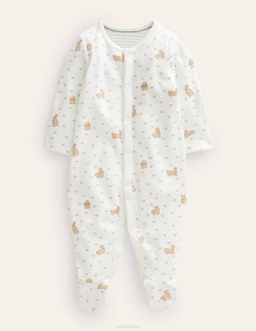 Boden vêtements champ de lapin en ivoire bébé gots - pyjama imprimé LB2X3340