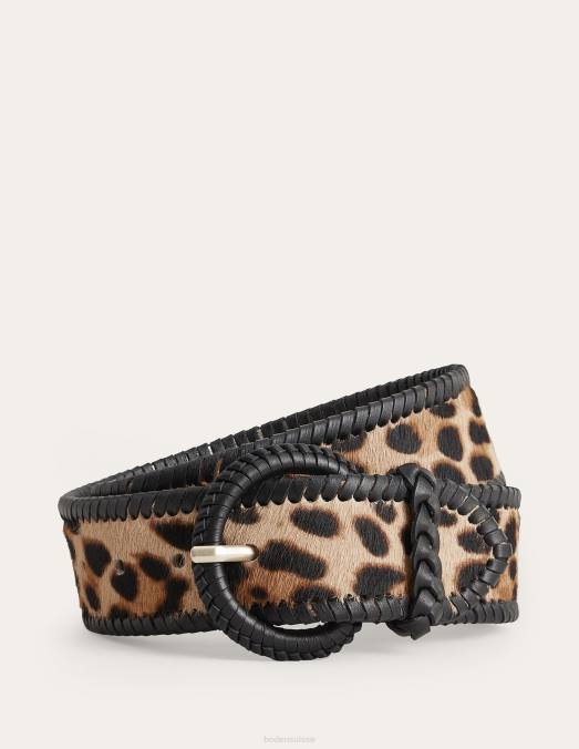 Boden accessoire poil de poney léopard femmes ceinture tissée LB2X2312