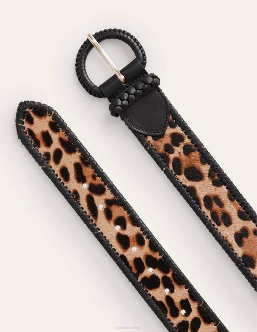 Boden accessoire poil de poney léopard femmes ceinture tissée LB2X2312