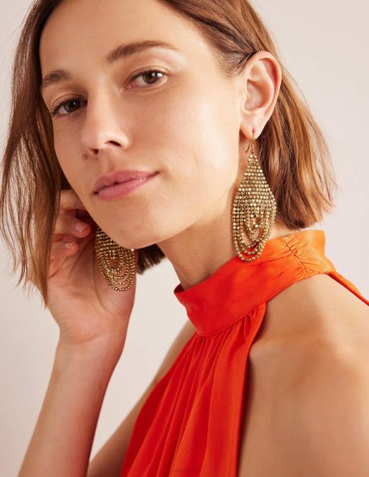 Boden accessoire or femmes boucles d'oreilles en couches de perles LB2X2367