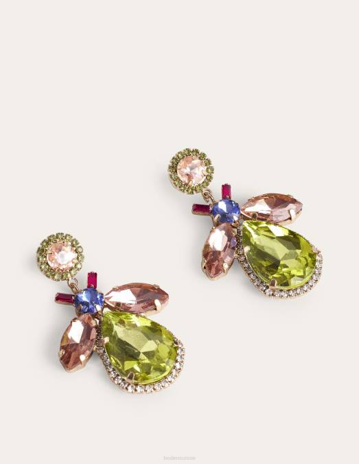 Boden accessoire rose et vert femmes boucles d'oreilles abeille ornementées LB2X2363