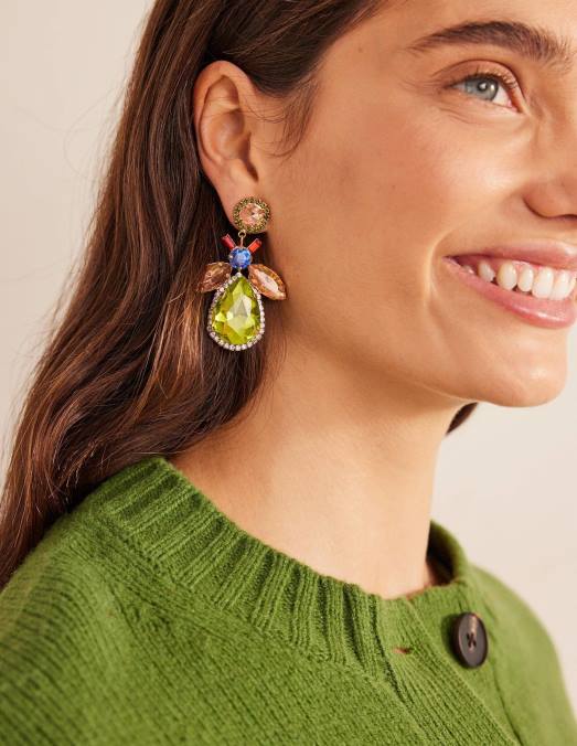 Boden accessoire rose et vert femmes boucles d'oreilles abeille ornementées LB2X2363
