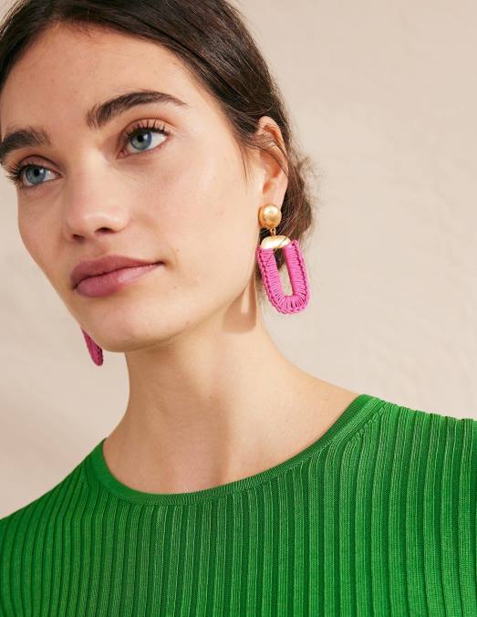 Boden accessoire rose incroyable femmes boucles d'oreilles rectangle enveloppées LB2X739