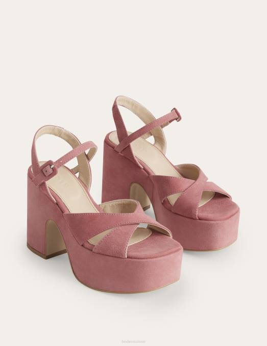 Boden chaussure daim blush femmes chaussures compensées à brides croisées LB2X726