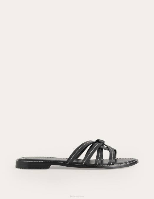 Boden chaussure noir femmes sliders à brides multiples LB2X2305
