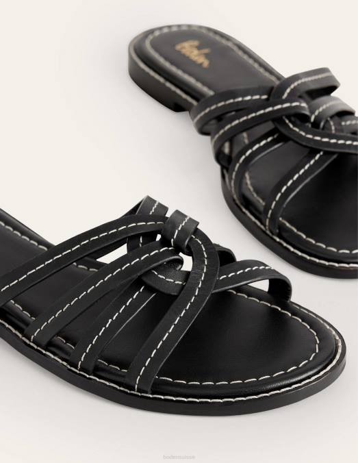Boden chaussure noir femmes sliders à brides multiples LB2X2305