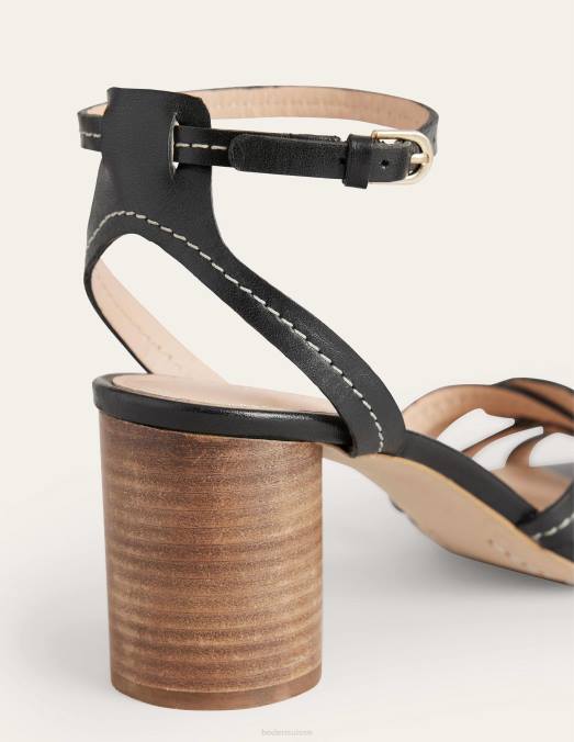 Boden chaussure Cuir noir femmes sandales à talons à brides multiples LB2X2331