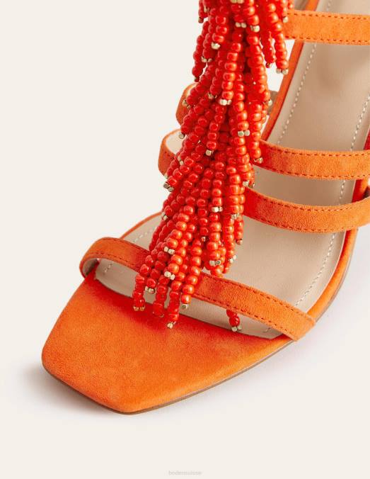 Boden chaussure Orange sanguine femmes sandales à talons perlées LB2X710
