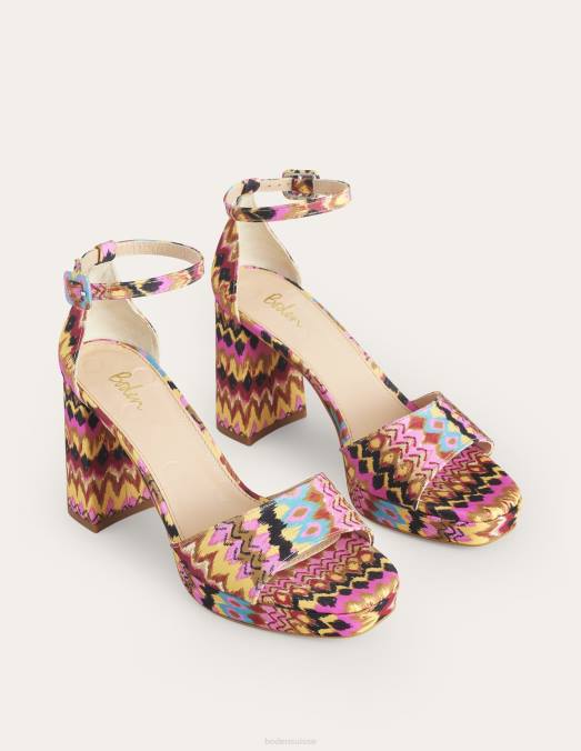 Boden chaussure ikat multicolore et texturé femmes sandales à talons et plateforme LB2X2298