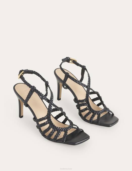 Boden chaussure noir femmes sandale à talon tressée LB2X2330