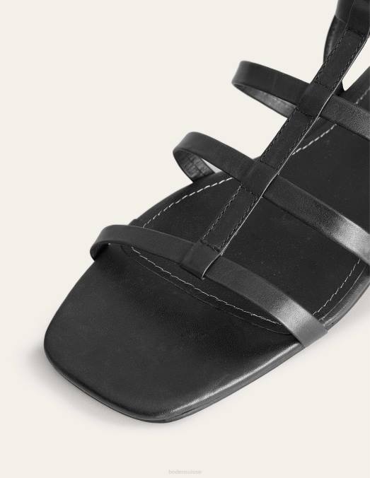 Boden chaussure noir femmes sandales spartiates en cuir LB2X701