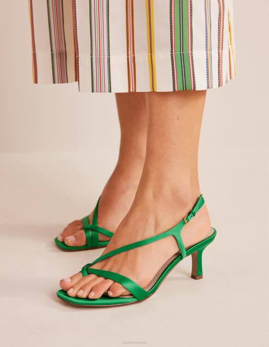 Boden chaussure poivre vert femmes sandales à talons bas en satin LB2X693