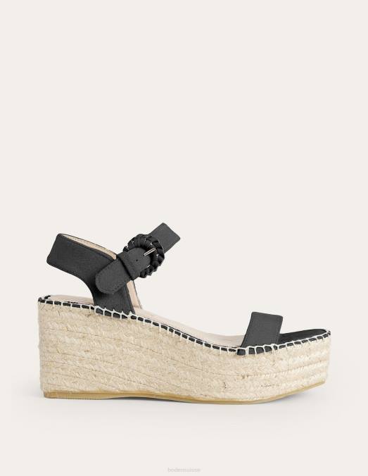 Boden chaussure Suède noir femmes espadrilles compensées LB2X2346