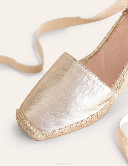 Boden chaussure cuir métallisé doré femmes espadrilles compensées esme LB2X716