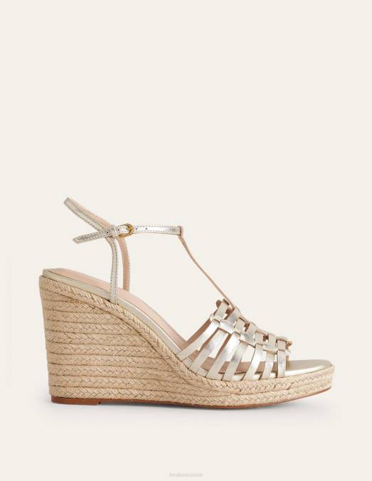 Boden chaussure or femmes espadrilles compensées à lanières LB2X714