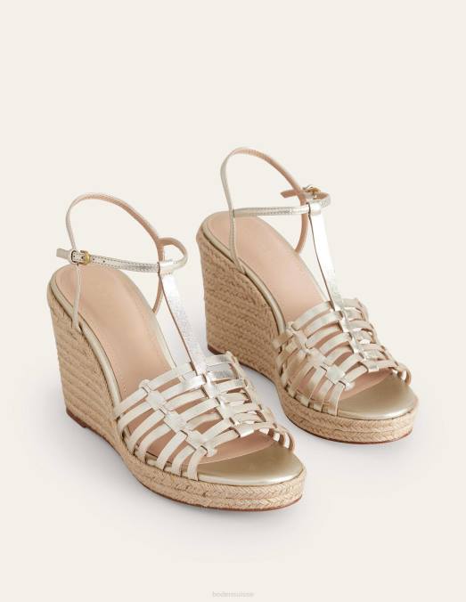 Boden chaussure or femmes espadrilles compensées à lanières LB2X714