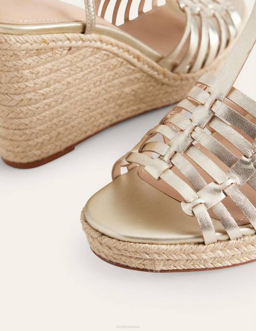 Boden chaussure or femmes espadrilles compensées à lanières LB2X714