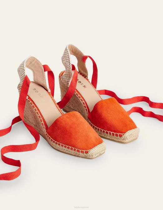Boden chaussure rouge vermillon femmes espadrilles compensées esme LB2X2289