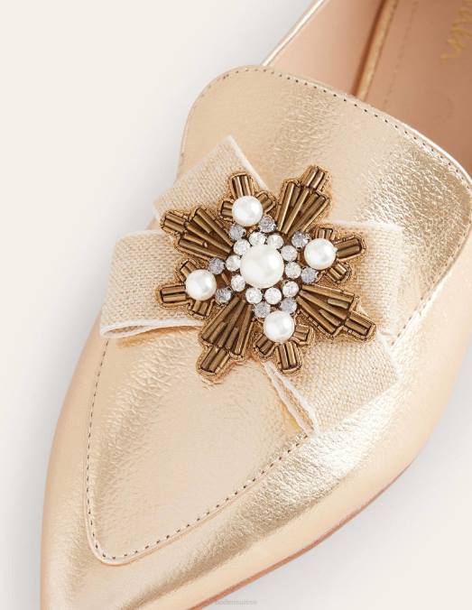 Boden chaussure or femmes mocassins pointus ornés LB2X2315